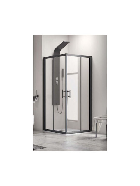 Karag Cabină Duș cu Ușă Glisantă 130x100x190cm Sticlă Mată Profil Negru