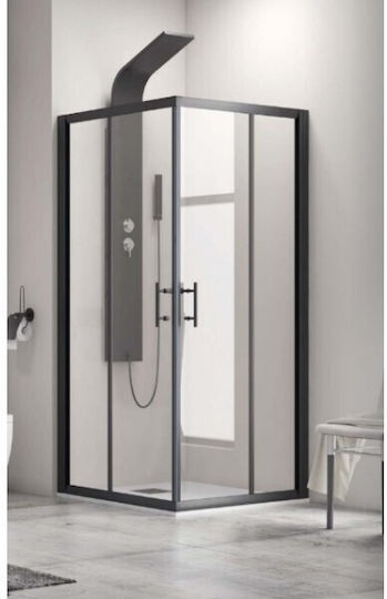 Karag Flora 100 Кабина Душ с Плъзгаща Се Врата 130x80x190см Мат Черен