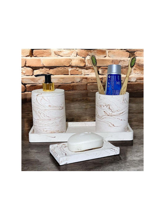 SteweHome Set Accesorii Baie Rășină Bej 4 Bucăți
