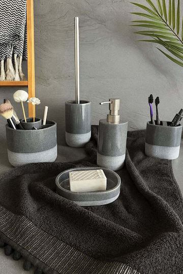 SteweHome Bathroom Accessory Set Resin Grey 5 Pieces