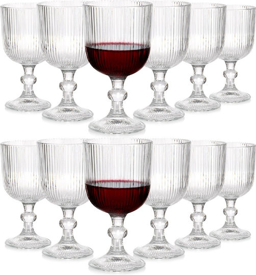 Vilde Set Pahare Vin Roșu Sticlă Albe 340ml 12 Bucăți