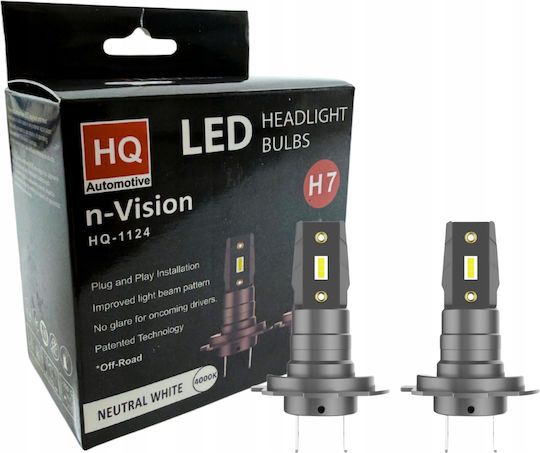 H7 Led Retrofit Bulbs 12v 4000k Neutral White Light 1:1 Fit