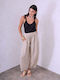 Celestino Women's Linen Barrel Loose Fit Beige Trousers