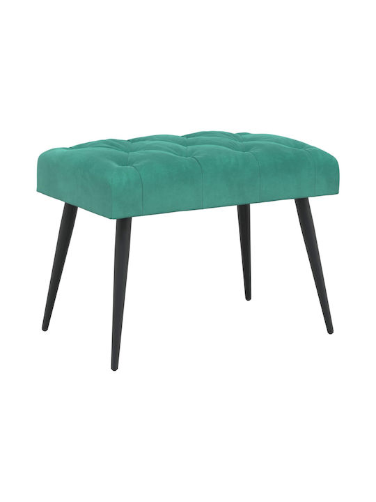 Velvet Upholstered Bench Stool Turquoise 60x40x45cm