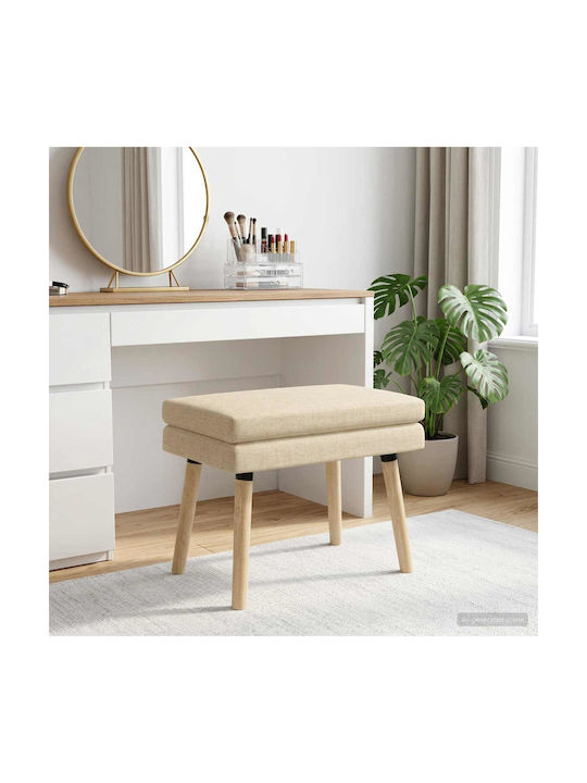 Fabric Upholstered Bench Stool Cream 60x40x46cm