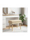Fabric Upholstered Bench Stool Cream 60x40x46cm