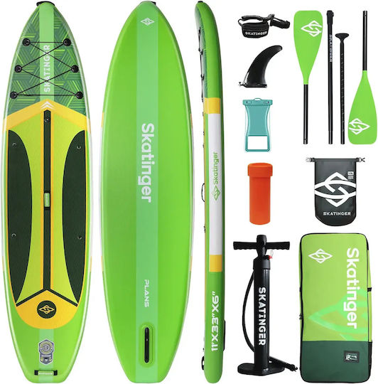 Skatinger Plan S Aufblasbare SUP Board mit Länge 3.35m Grüne