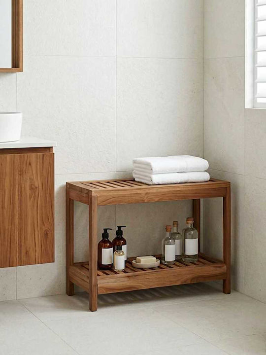 vidaXL Επιδαπέδια Ραφιέρα Μπάνιου Ξύλινη 60x30x45cm Καφέ