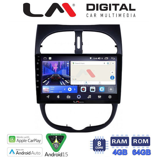 LM Digital Car Audio System for Peugeot 206 2002 to 2006 Bluetooth USB Wi-Fi GPS Apple CarPlay Android Auto