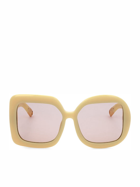 JACQUEMUS Unisex Γυαλιά Ηλίου με Μπεζ Σκελετό και Ροζ Φακό
