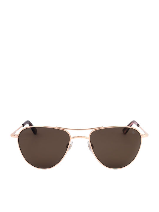 American Optical Unisex Γυαλιά Ηλίου με Ροζ Χρυσό Σκελετό και Καφέ Φακό