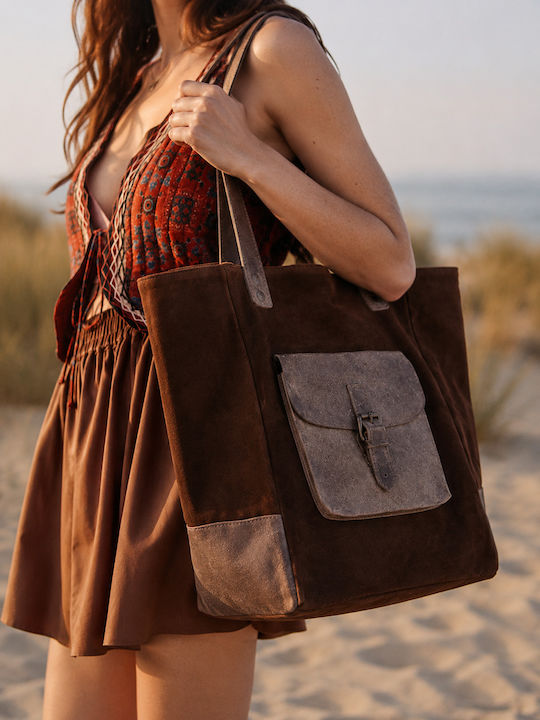 Leather Suede Tote Τσάντα Bohéme