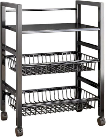 Metallic Black Kitchen Trolley 72x60x32cm