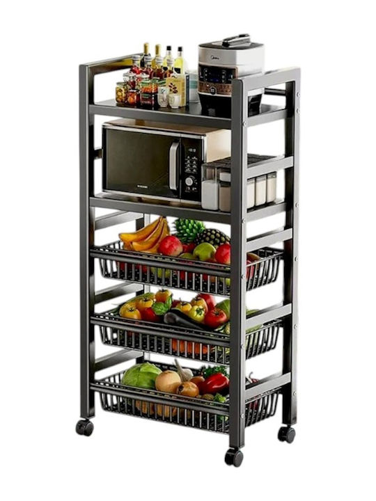 Kitchen Trolley Metallic Black 122x50x32cm