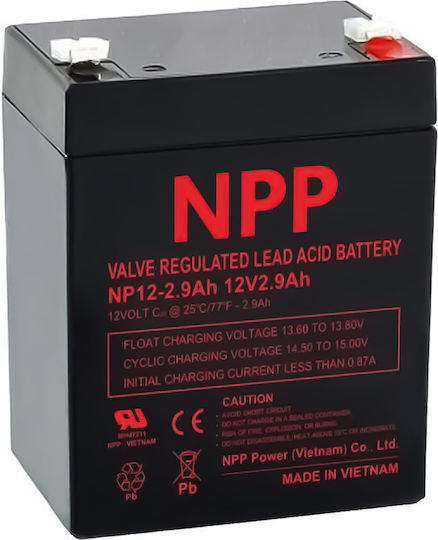 Npp UPS Battery with Capacity 2.9Ah and Voltage 12V