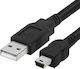 USB 2.0 Cable USB-A Male - Mini USB-B Male Black 0.8m 171.130.016