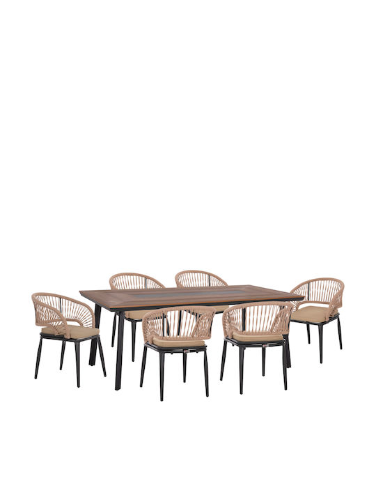 Outdoor Dining Set Magnet 9pcs Dark Grey with C...