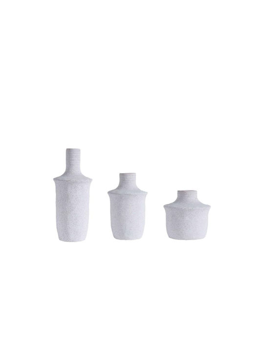 Espiel Set Decorative White Ceramic Vases 3 Pieces