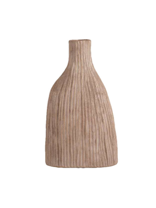 Espiel Decorative Ceramic Beige Vase 17x10.2xH32cm