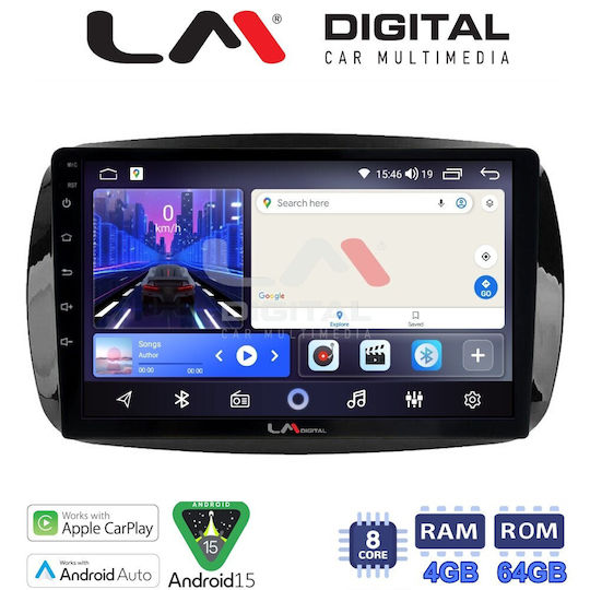 LM Digital Car Audio System for Smart ForTwo / ForFour 2015 Bluetooth USB Wi-Fi GPS Apple CarPlay Android Auto