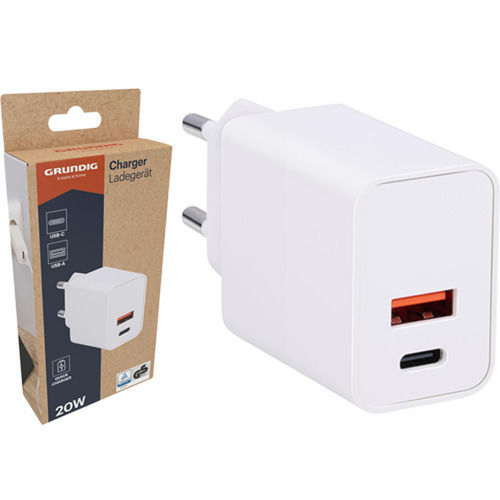 Grundig Φορτιστής Χωρίς Καλώδιο με Θύρα USB-A και Θύρα USB-C 20W Power Delivery Λευκός (55745)