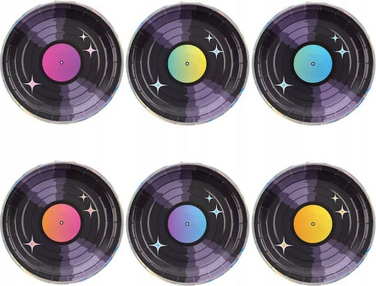Paper Plates Vinyl Record Retro Disco 80s Birthday 18cm 6pcs