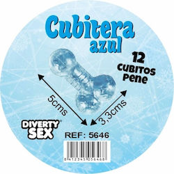 Diablo Picante 12 Penis Hartes Silikon Hängender Eiswürfelbehälter Blau