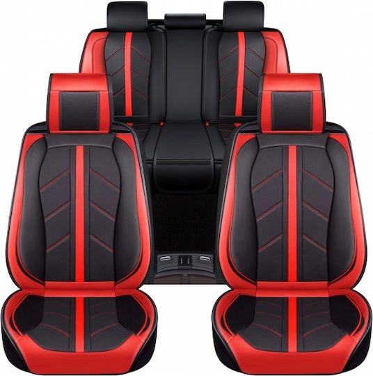 Set De Capace Din Piele 9 Piese Sport Roșu Negru