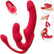 Women's Triple Strapless Strap On Vibration You2toys 23cm Red