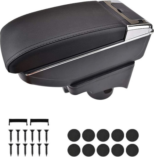 Turtle Car Armrest Console Leather Compatible with Volkswagen Golf V / VI in Black Color