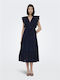 Sommer Midi Damenkleid mit Rüschen Blauer