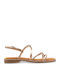 Damen Flache Sandalen Rosa Gold