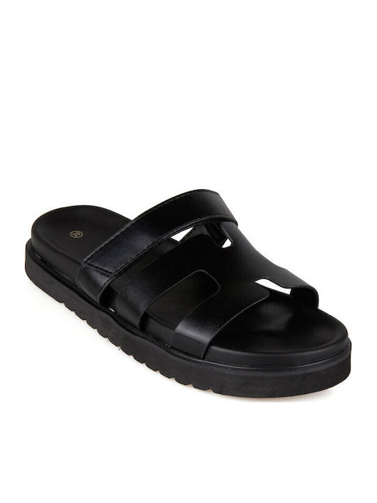 Γυναικεία Ανατομικά Σανδάλια Flatforms Μαύρα