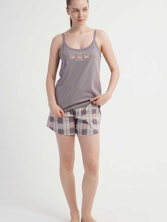 Vienetta Secret Summer Women's Grey Pyjama Set