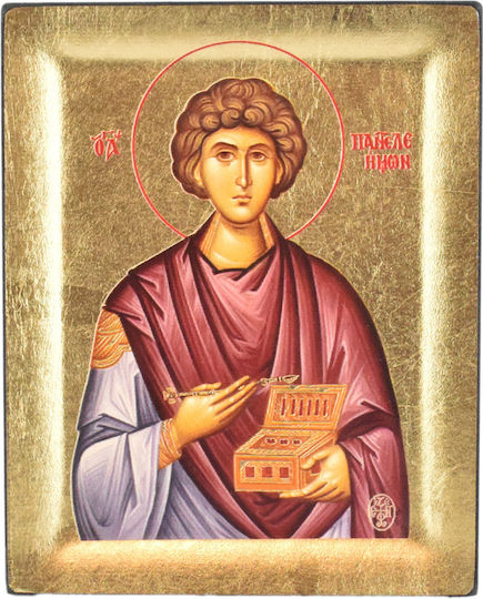 Saint Panteleimon Silk Screen Wooden