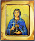 Handgefertigte Heiligenikone Heilige Barbara geschnitztes Holz 10x12cm