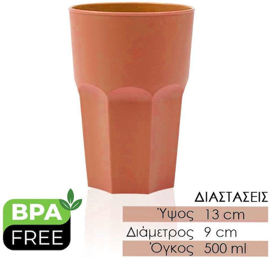 Ποτήρι Νερού / Κοκτέιλ/Ποτού από Πλαστικό σε Πορτοκαλί Χρώμα 500ml