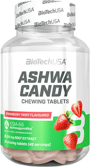 Biotech USA Ashwa Candy Besondere Nahrungsergänzungsmittel 90 Kautabletten Strawberry Twist