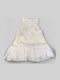 Girls Dress with Sequins Set with Coat and Accessories White