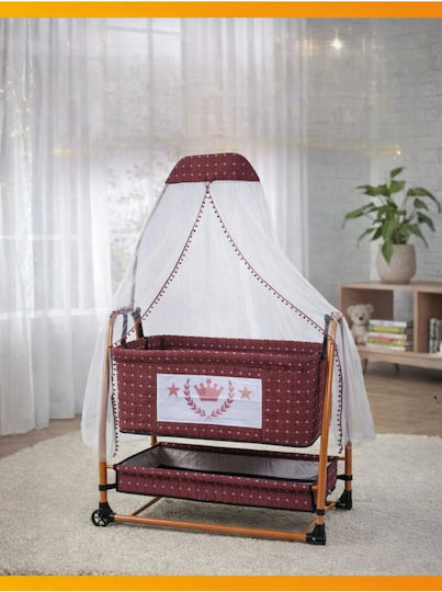 SteweHome Baby Cradle with Mattress and Wheels Navy Blue