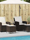vidaXL Outdoor Rattan Armchair Brown with Cushion 4 Pieces