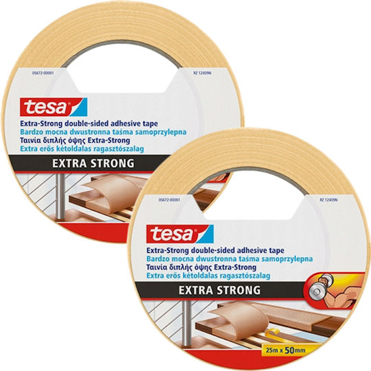 Tesa Bandă Adezivă Antiderapantă Din Spumă Bej 25m x 50mm 2 Bucăți