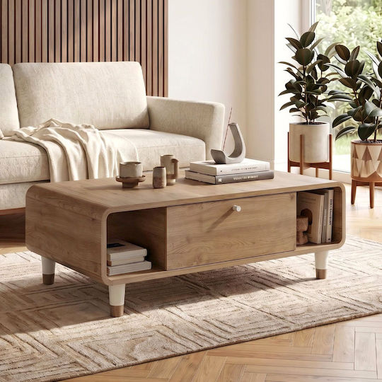 Rectangular Central Coffee Table Doro Wooden Sepet Oak L100xW60xH34.6cm