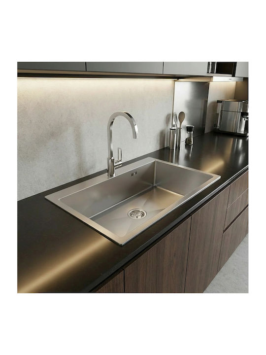 Sanitec Vision Drop-In Kitchen Sink Inox Satin Finish L77xW50cm Black
