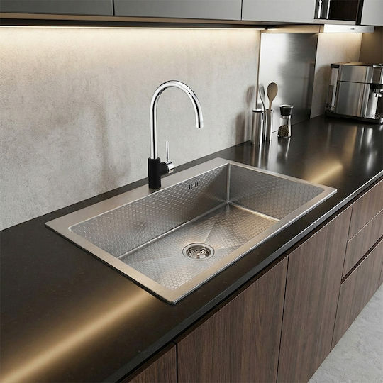 Sanitec Vision 7750hs Ένθετος Νεροχύτης Inox Σατινέ Μ77xΠ50cm Μαύρος