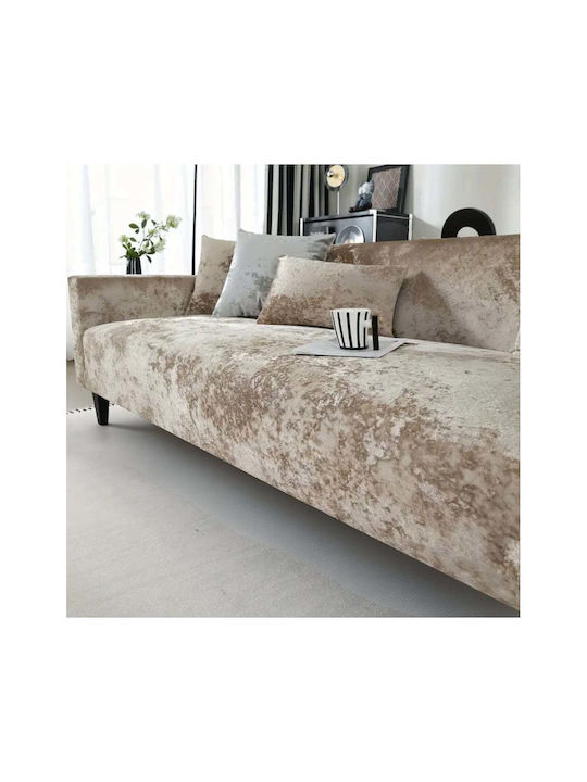 SteweHome Sofa Throw 2 Seater Velvet 180x230cm Beige