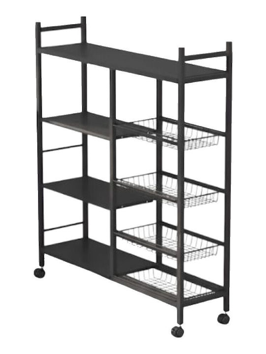 Metallic Black Kitchen Trolley 135cm
