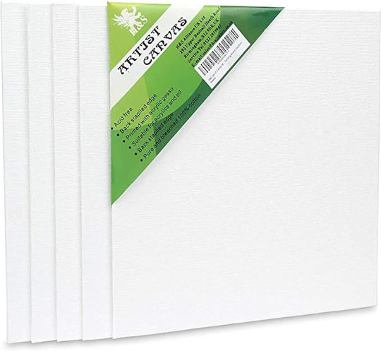 Set 5 Hands Painting Canvases 20x20cm 100% Cotton Pine Wood Frame