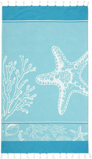 Ble Resort Collection Beach Towel Cotton Light Blue 180x90cm