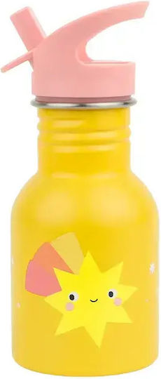 A Little Lovely Company Kids Water Bottle Stainless Steel with Straw Shooting 350ml